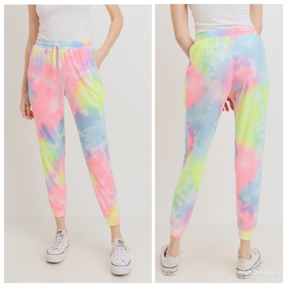 🌈LAST 2! Tie Dye Rainbow Super Soft Joggers! - Picture 5 of 7